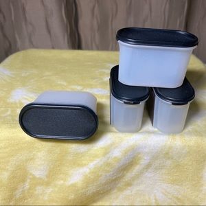 Tupperware Modular Mates Oval Magnets Black Seals New Set of 4 Vintage